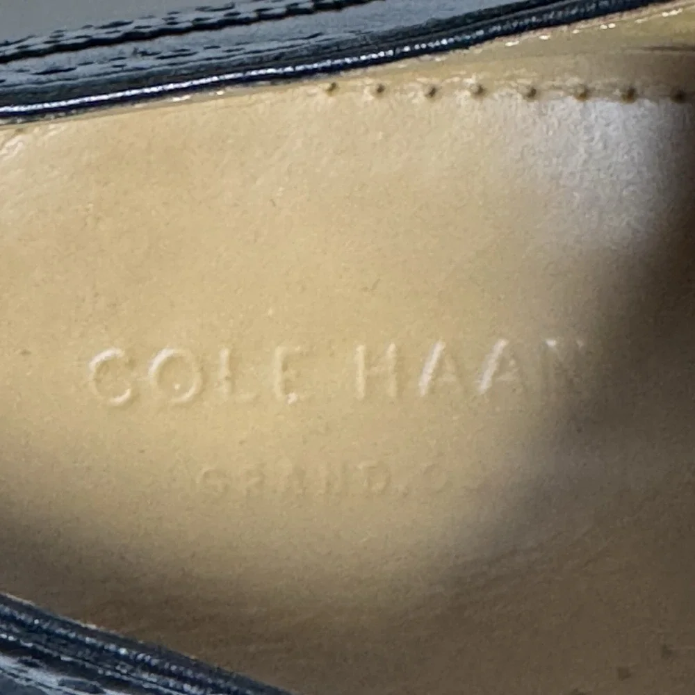 Cole Haan Cambridge‎ Wingtip Oxford Men 10.5 Black Leather Brogue Dress Shoe